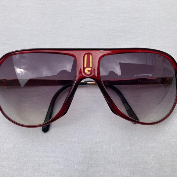 Vintage Carrera 5547 Men Sunglasses Bordeaux red/gold Eyeglasses Made Austria - Picture 3 of 14